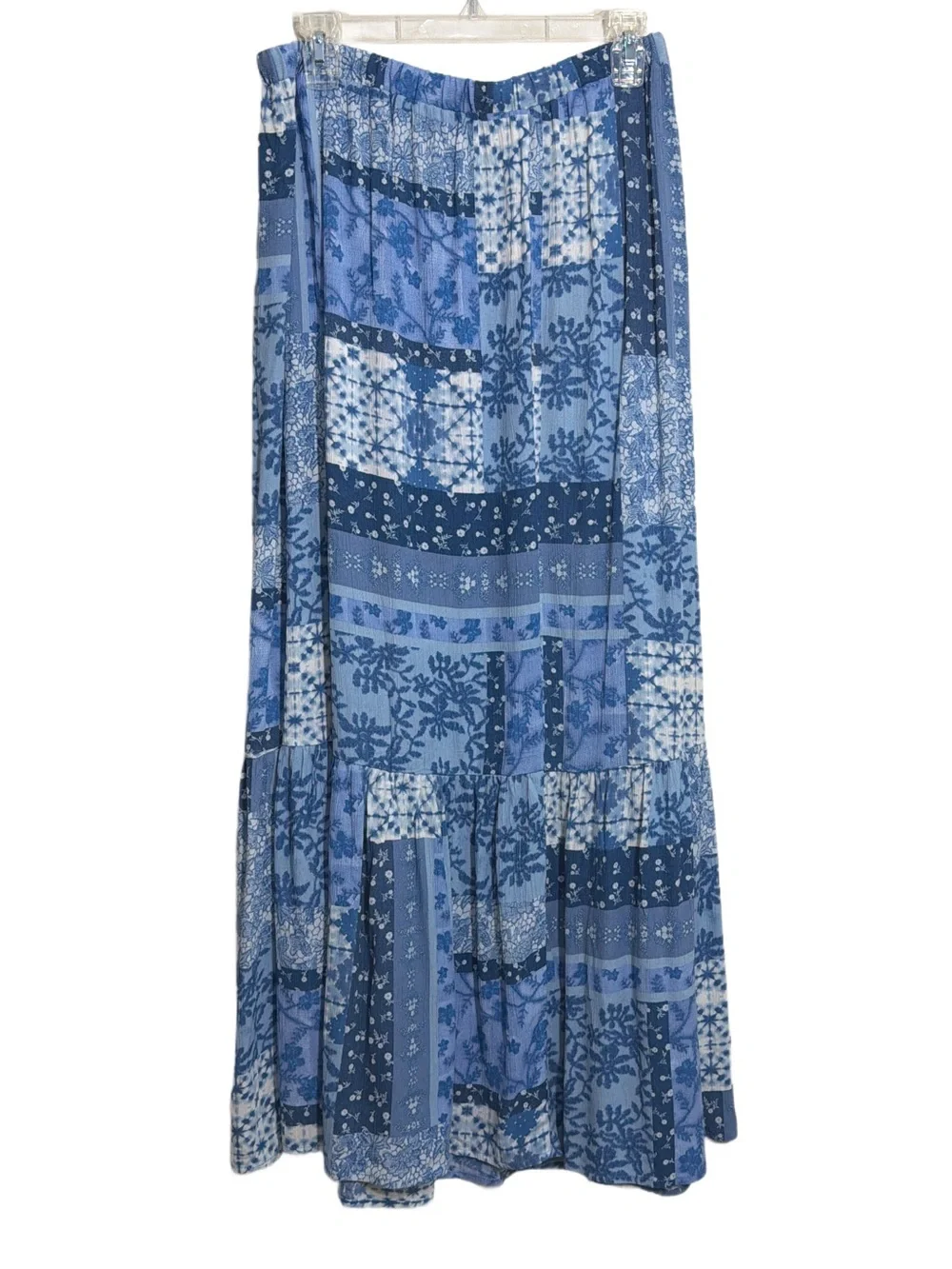 Frye Blue Patchwork Floral Maxi Skirt